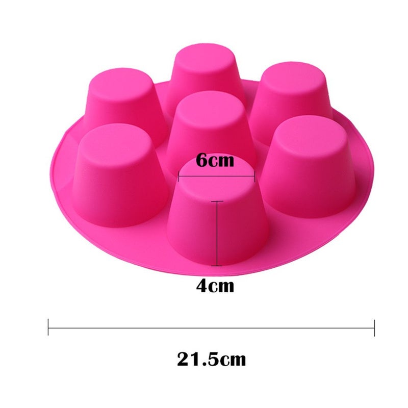 SHEbaking Silicone Muffin Pans for Air Fryer 7 Cavity Muffin Tray Cupcake Pan Nonstick Brownie Cake Mold Round Pudding Recipe Tray Bakeware - Image 5